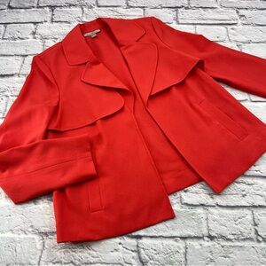 Roz & Ali Blazer Size 4 Coral Layered Look Open Front Office Career Party